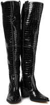 Thumbnail for your product : Ganni Croc-effect Patent-leather Thigh Boots