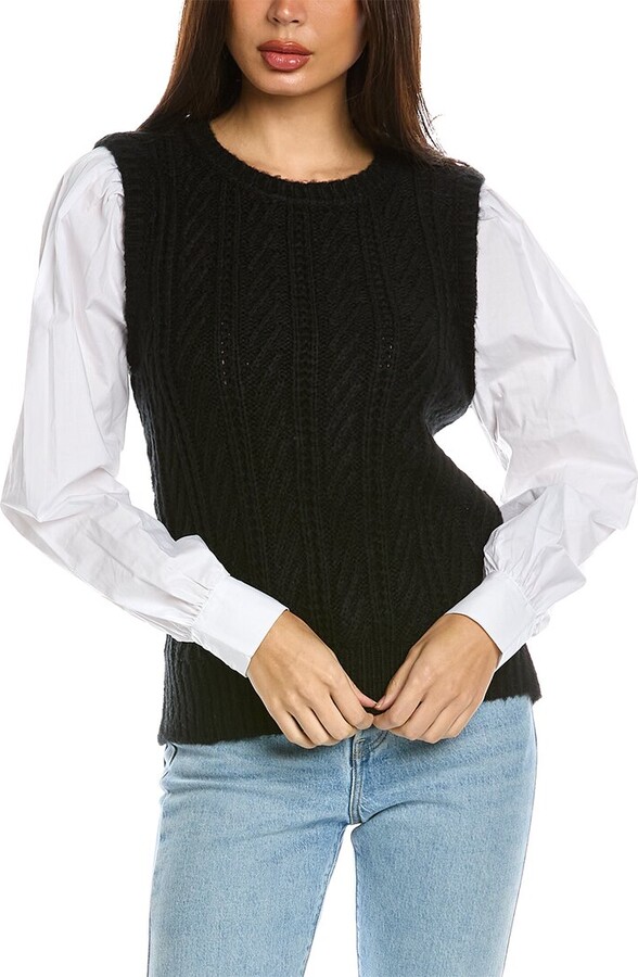 Design History Mixed Media Sweater ShopStyle