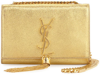 Saint Laurent Monogram Small Kate Metallic Tassel Crossbody Bag, Gold