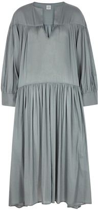 Totême Alassio Grey Cotton-blend Midi Dress