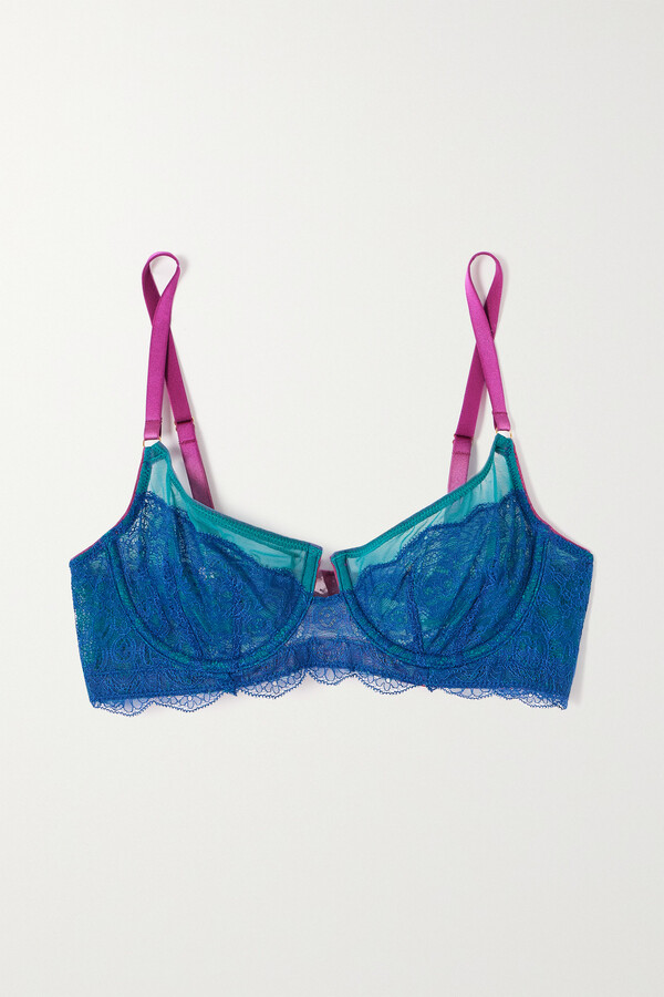 Dora Larsen Rae Stretch Recycled-lace And Tulle Underwired Bra - Blue -  ShopStyle