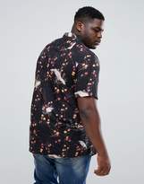Thumbnail for your product : ASOS Plus Regular Fit Viscose Shirt With Dove Print And Revere Collar
