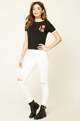 Forever 21 Patch Graphic Ringer Tee