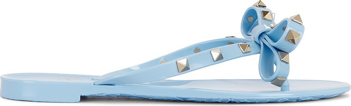 Valentino Garavani Summer Rockstud Thong Sandal in Baby Blue