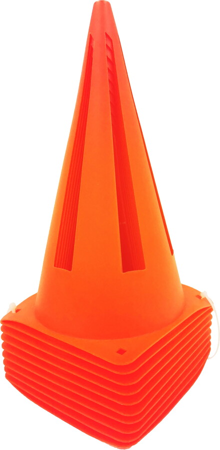 Athletic Works 9" Orange Field Cones 10 Pack, Durable PVC Material, 5.25" Square Base, 1.25 lbs, New