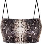 Thumbnail for your product : PrettyLittleThing Shape Taupe Velvet Snake Print Strappy Crop Top