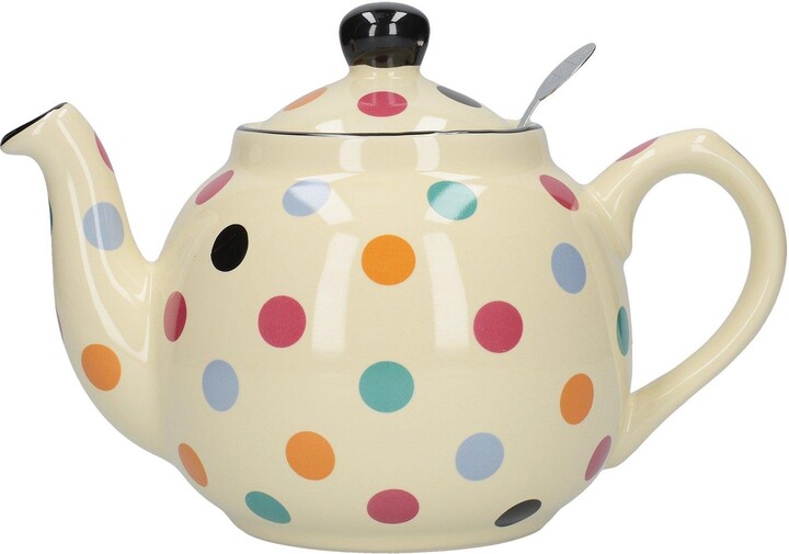 London Pottery Farmhouse Teapot, Ivory/MultiSpot, Six Cup 1.2 Litres