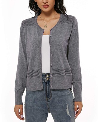 Details about   NWT BONGO L SCOOP NECK BUTTON RIBBED L/S GRAY MARLED CARDIGAN SWEATER CROP TOP
