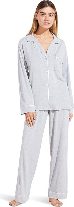 Eberjey Gisele Long Pajama Set Women's Pajama Sets Heather Grey/Sorbet Pink : 2XL Modal/Spandex/Tencel