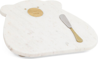 13x12 Bear Figural Marble Server And Spreader Set