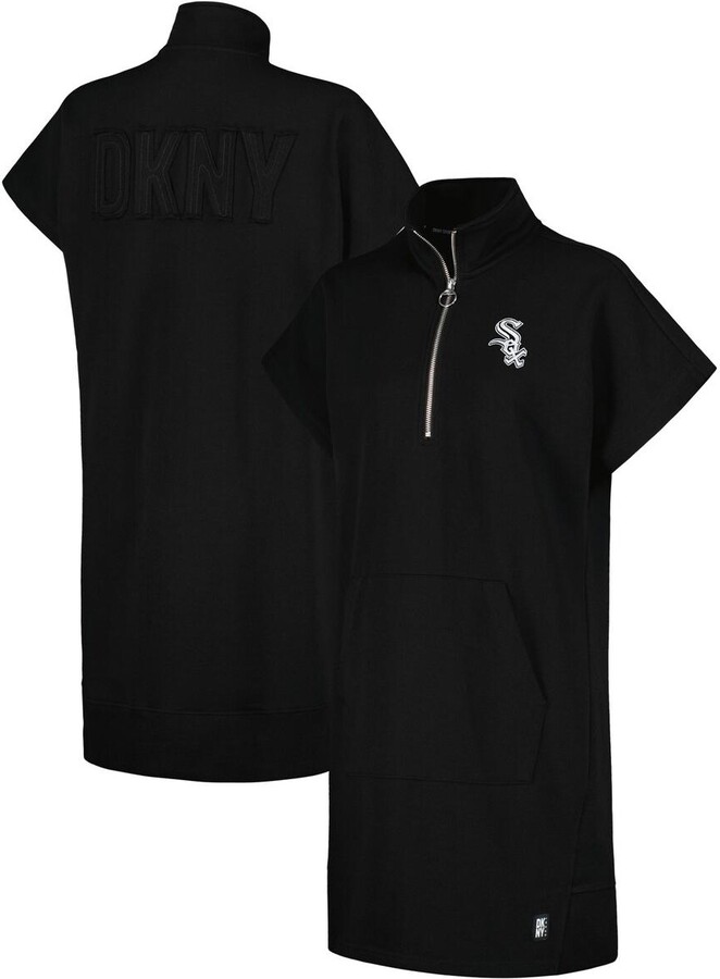 Dkny Women's Black Chicago White Sox Emily Quarter-Zip Sneaker Dress