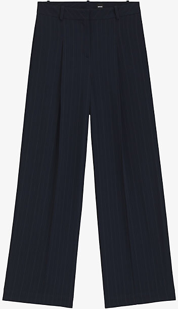 Womens Open Miscellaneous Striped Wide-Leg Mid-Rise Woven Trousers 8