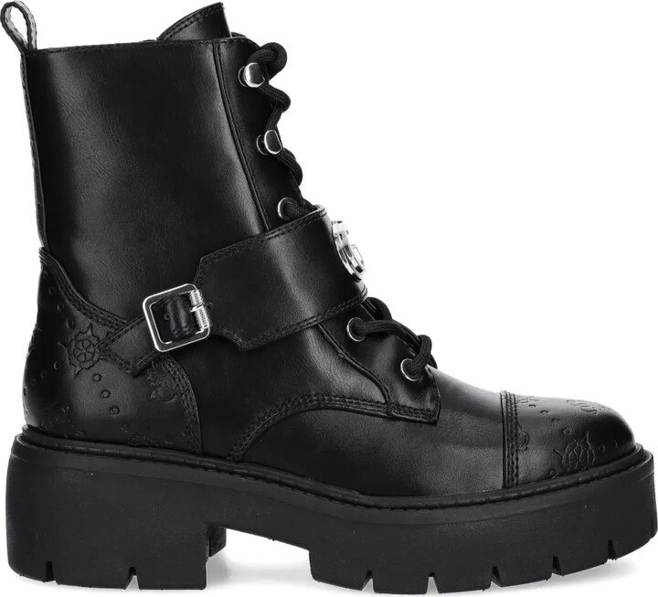 GUESS USA Buckle-Embellished Combat Boots