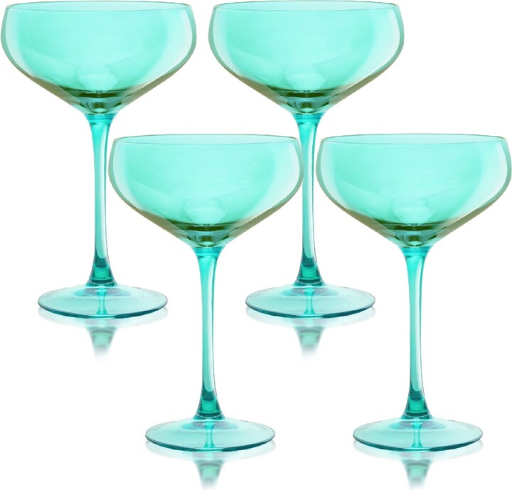 Qualia Glass Rocher Stemless Wine Glasses, Set of 4, 21 Oz - Clear, Gold