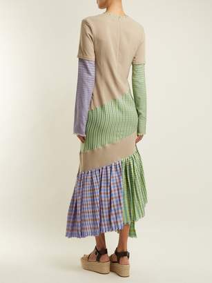 Loewe Gingham Panel Round Neck Dress - Womens - Beige Multi