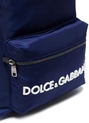 Dolce & Gabbana navy blue leather trim backpack