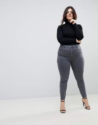 ASOS Curve Design Curve Ridley High Waist Skinny Jeans In Grey