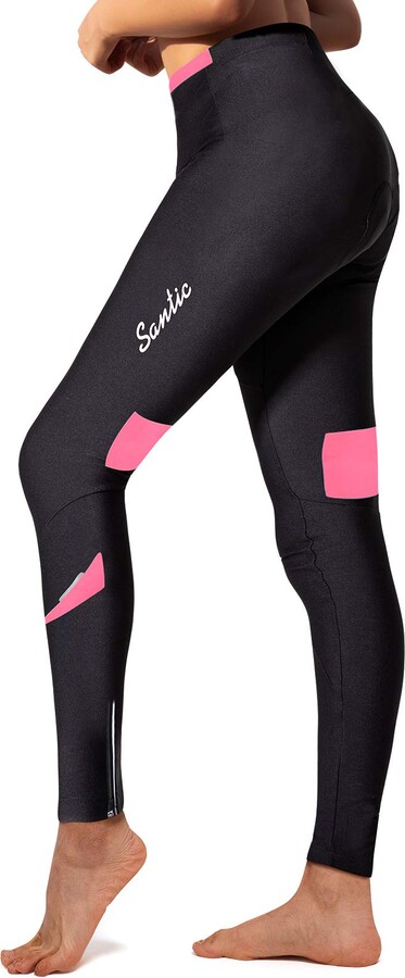 Santic Padded Cycling Trousers Women Fleece Cycle Long Leggings Tights  Ladies Bike Spin MTB Compression Pants Black Pink XXL - ShopStyle