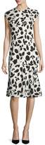 Thumbnail for your product : Narciso Rodriguez Cap-Sleeve Leaf-Print Flounce Dress