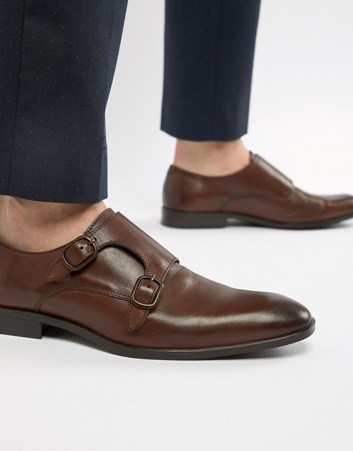 ASOS DESIGN monk shoes in brown leather - ShopStyle Slip-ons & Loafers