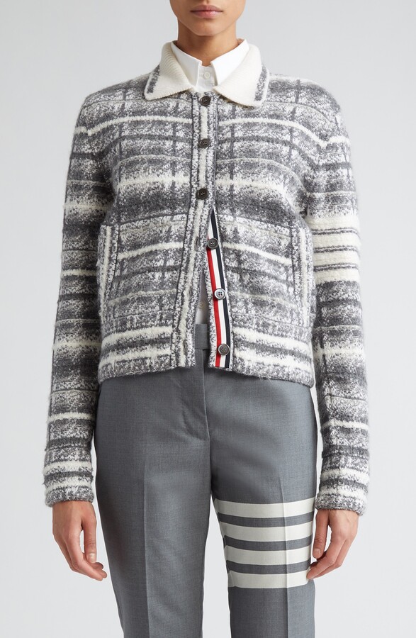 Thom Browne 4Bar Tartan Wool & Mohair Blend Knit Bomber Jacket ShopStyle