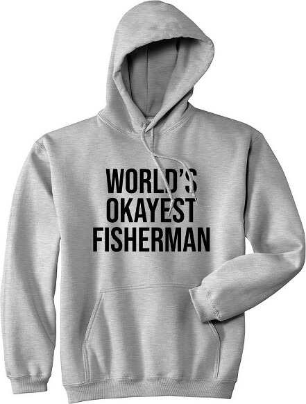 Crazy Dog T-Shirts, Inc. World'sOkayestFishermanAdultHoodieFunnyFishingLoverSarcasticHoodedSweatshirt-CrazyDogHoodieForFishersGreyL