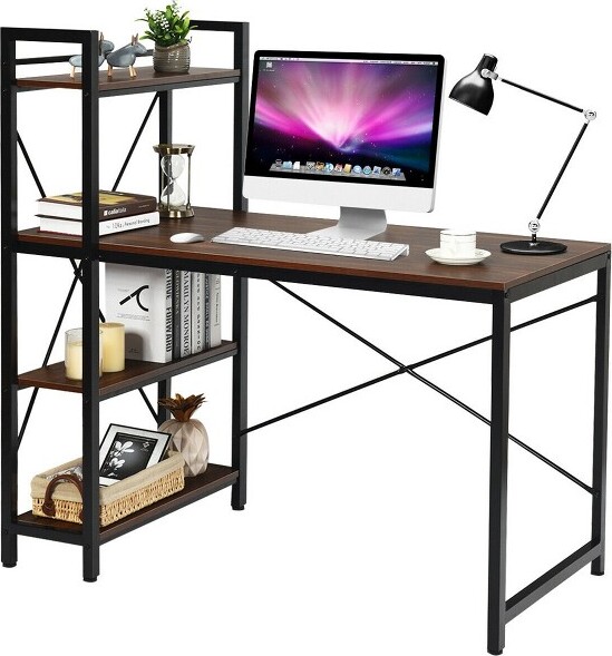 Costway Costway47.5''ComputerDeskWritingDeskWorkstationw/4-TierShelves