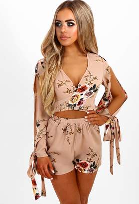 Pink Boutique Dolly Girl Nude Floral Shorts