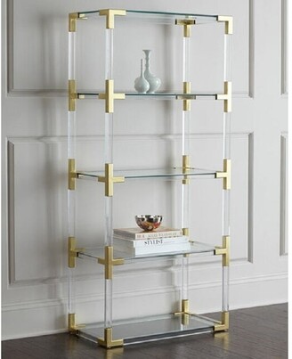 Fabulaxe Acrylic Gold Metal Modern 4 Shelf Etagere Bookcase With Glass  Shelves : Target
