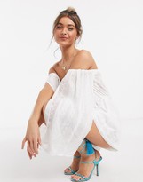 Thumbnail for your product : In The Style floaty off shoulder playsuit in white