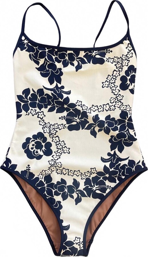 Nu Swim Women's Noodle One Piece Suit In Cream/black Hibiscus