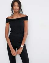 Thumbnail for your product : ASOS Off Shoulder Top in Rib With Deep Fold & Notch Detail