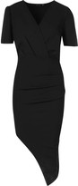 Thumbnail for your product : boohoo Wrap Front Ruched Side Asymetric Midi Dress