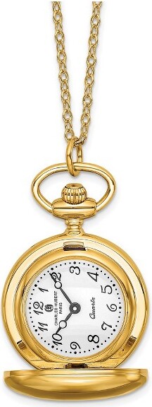 Black Bow Jewelry Co. BlackBowJewelryCharlesHubertLadiesGold-platedBrassPolishedPocketWatchNecklace