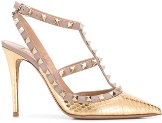 gold valentino heels