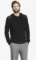 Thumbnail for your product : Express Faux Leather Elbow Patch Hooded Sweater