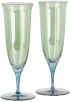 Thumbnail for your product : Luisa Beccaria Green & Blue Shade Glass Flute Set