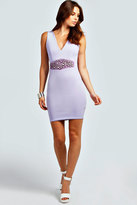 Thumbnail for your product : boohoo Ellie Embellished V Neck Bodycon Dress