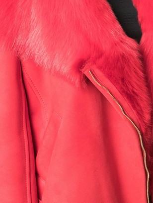 Alberta Ferretti Faux-Fur Trimmed Leather Jacket
