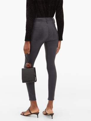Frame Le High Skinny Leather Trousers - Womens - Navy