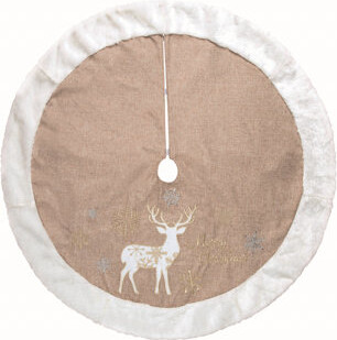 Transpac Polyester 48 in. Multicolor Christmas Elegant Reindeer Tree Skirt