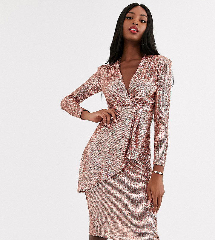 john zack sequin wrap dress