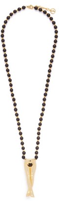 Anissa Kermiche Précieux Pubis Agate & 24kt Gold-plated Necklace - Black