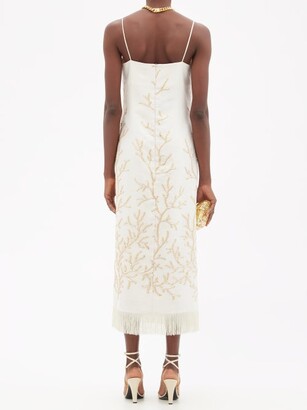 Taller Marmo La Siesta Fringed Jacquard Midi Dress - Ivory