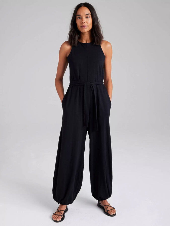 Harem Jumpsuit Loose Jersey Jumpsuit Cropped V-Neck Hareem