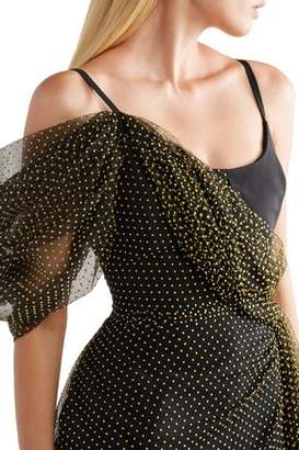 Carolina Herrera Flocked Silk-faille Midi Dress