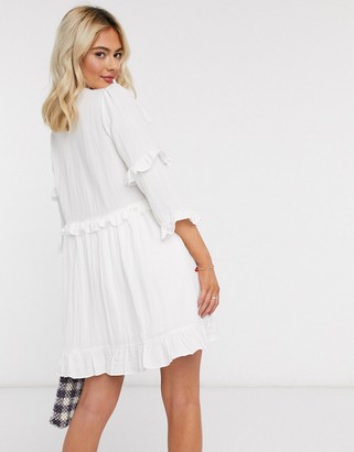 In The Style x Lorna Luxe frill detail skater dress in white - ShopStyle