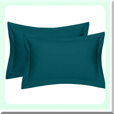 BRBCA Luxury Teal 600TC Queen Pillow Shams - Set of 2 | Heavy Quality Decorative Pillow Sham with 2 Inch Flange | Queen Size 20X30 | Soft & Stylish