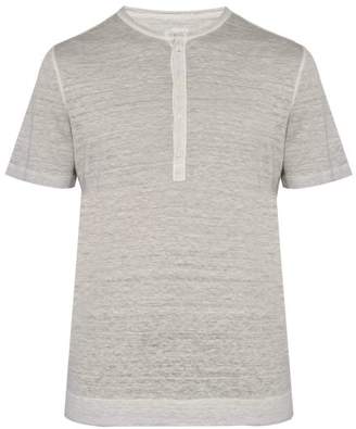 120% Lino Linen-jersey Henley Top - Mens - Grey