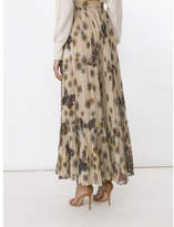 Thumbnail for your product : Valentino Printed Pleated Cotton Maxi Skirt - Brown - Size 2